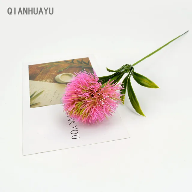 1/5Pcs 25Cm Silk Dandelion Flowers Bouquets Decorative Plastic Fake  Wholesale Artificial Flowers For Party Wedding Green Decor 4