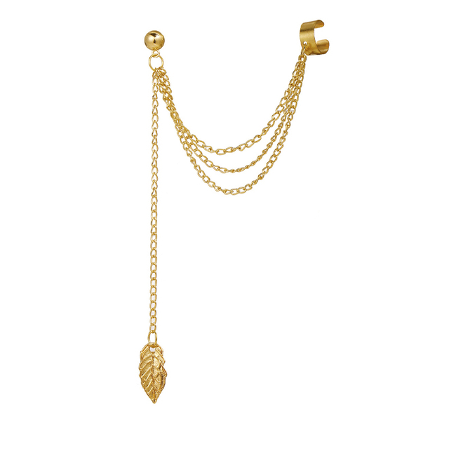 Fashion Punk Chain Ear Cuff for Women Clip on Earrings Gold Earcuff Without Piercing Earring Trendy Jewelry Gift