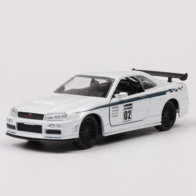 Jada toys JDM тюнеры 1:32 весы маленькие 2002 Nissan Skyline GTR R34 автомобили гоночный металл, полученный литьем под давление и игрушки модели детских автомобилей