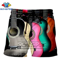 SONSPEE летние новые модные harajuku 3D принт Стильные шорты для мужчин и женщин повседневные шорты музыка в стиле рок панк гитара брендовая одежда для отдыха