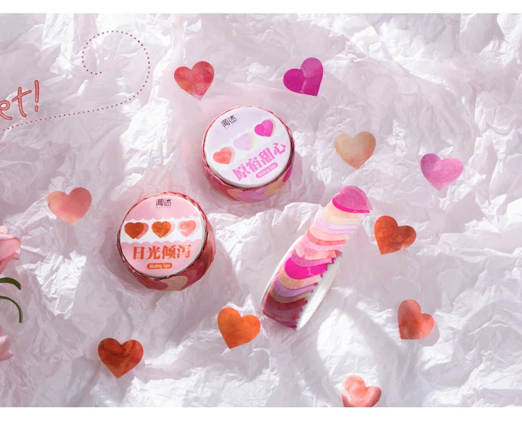 100 pcs/lot Kawaii Washi tape Gradient love heart sticker Scrapbooking material Labels For Children Stationery wooden stamps for card making