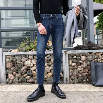 

Pantalones Hombre 2020 Men's Spring Slim Korean Style Denim Jeans Men Casual Ankle-length Vaqueros Hombre Skinny Jeans Homme