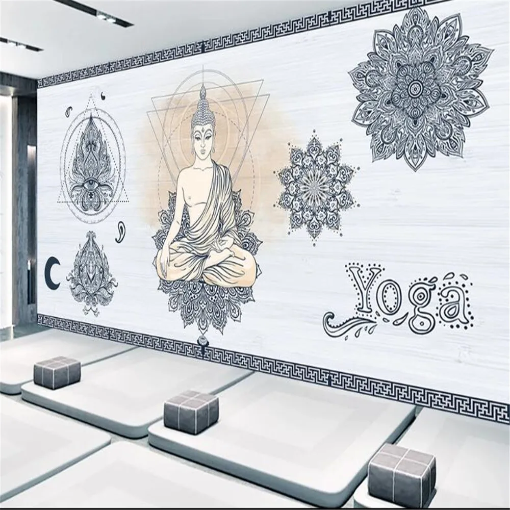 

Milofi custom wallpaper wallpaper large mural photo Zen new Chinese yoga hall background wall living room decoration painting