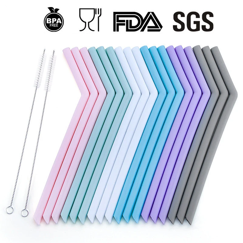 

Food grade silicone straw drinking straws Reusable silicone straw FDA certification Environmental protection bar accessories