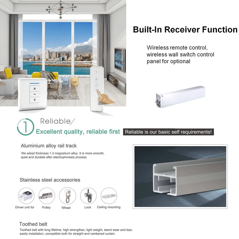 ZigBee Motorized Curtain Motor With Battery Tuya Smart Life Remote Voice Control Work with Alexa Google Home Automatic Curtain