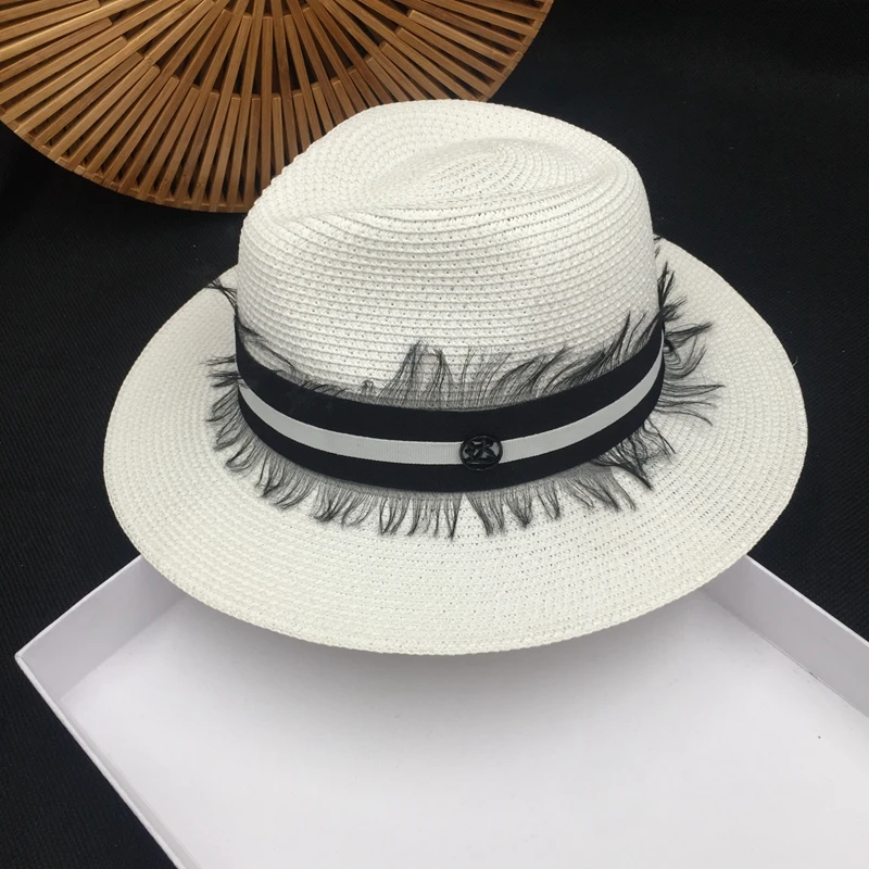 

Sir Straw lace bump evanescent hues with double decorative straw hat is prevented bask in female hat black letters