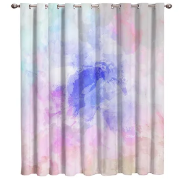 

Pattern Watercolor Painting Colorful Acrylic Art Color Window Curtains Living Room Curtain Rod Kitchen Drapes Fabric Indoor