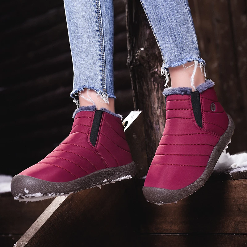 

New Fashion Men Winter Shoes Solid Color Snow Boots Men/Women Plush Inside Bottom Keep Warm Waterproof Ski Men Women Boots 47