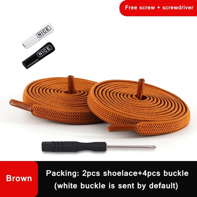 1 Pair No Tie Shoelace Elastic Shoelaces Leisure Sneakers Quick Flat Shoelaces Lazy Shoe Laces Nice Buckle Kids and Adult Unisex Brown