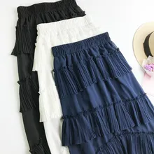 Женские Асимметричные тюлевые юбки Эластичная Высокая талия сетчатая юбка-пачка со складками Длинная Юбка-миди Saias Faldas Jupe Femmle