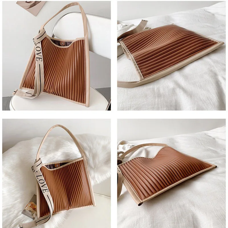 SMOOZA Fashion Women Bags Casual Totes Bag Striped Sofa Leather Shoulder Handbags Wild Ladies Bag Large Capacity Shopper Totes