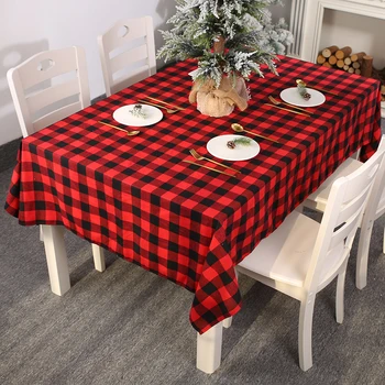 

2020 New Year's Tablecloth Decoration Christmas Black Red Plaid Decoration Table Christmas Restaurant Decoration Table Cloth