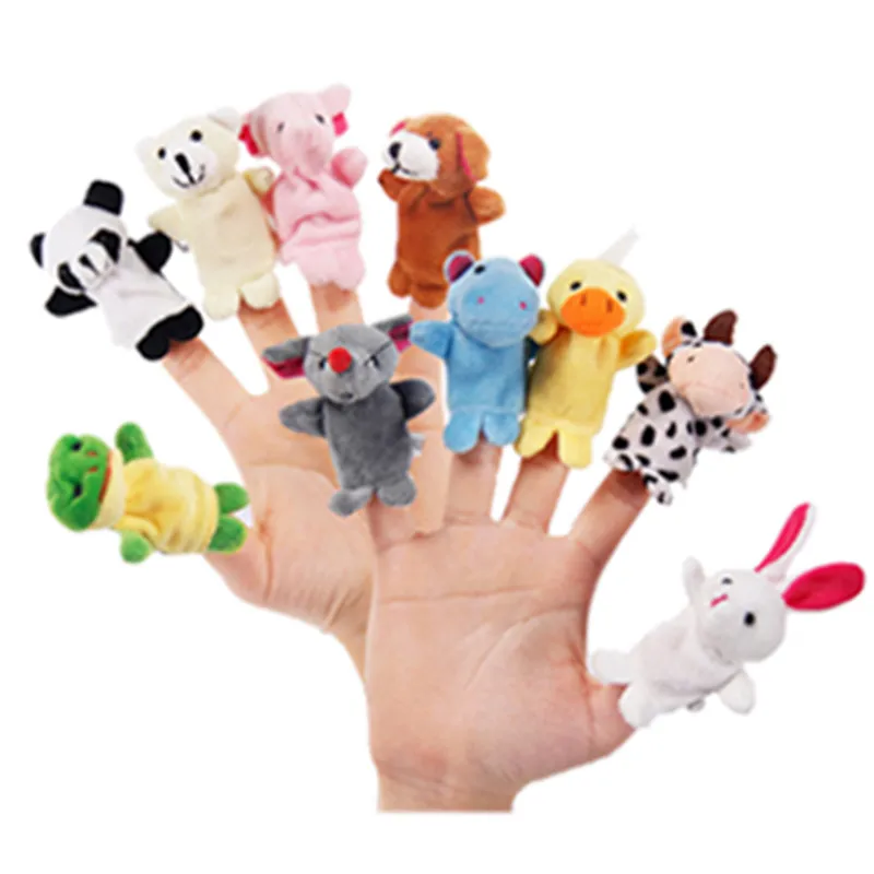 10Pcs Birthday Cartoon Plush Toys Boy Girl Finger Puppet Animal Child Newborn Favor Dolls