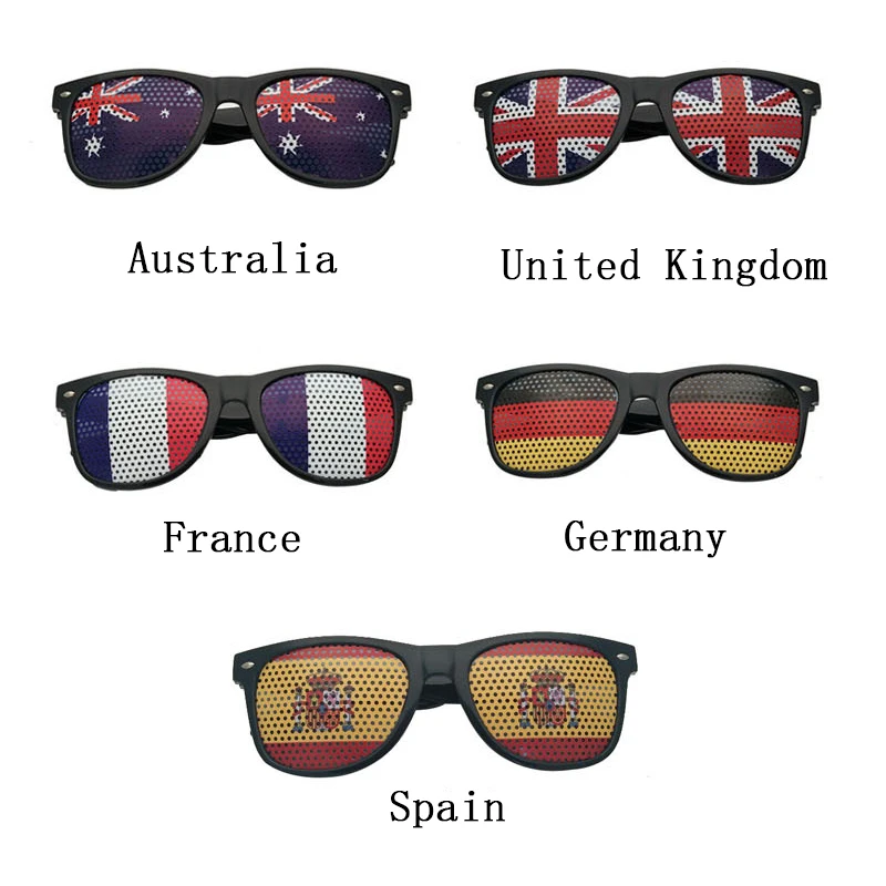 Национальный флаг с очками с заклепками Ретро черная оправа с отверстиями солнцезащитные очки Уход За Зрением носимые корректирующие защитные очки L3