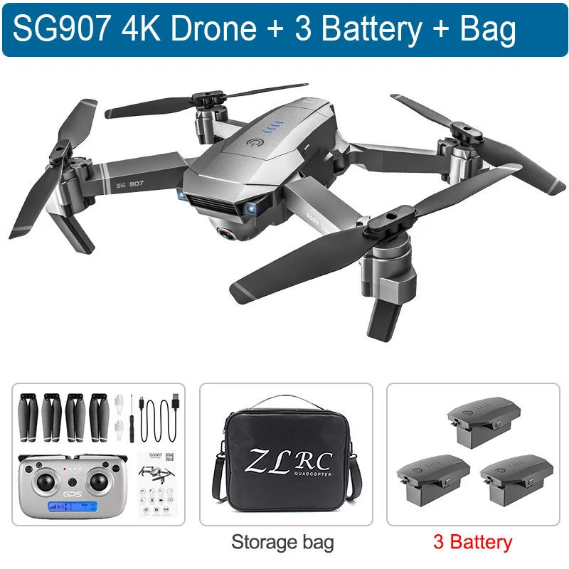 

Foldable SG907 4K 5G Drones WiFi GPS FPV Dual Cam Quadcopter Camera Helicopter Smartphone Remote Control Brushless Motor Drones
