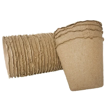 

100Pcs Round Degradable Pulp Peat Flower Pot 8 x 8cm Plant Nursery Cup