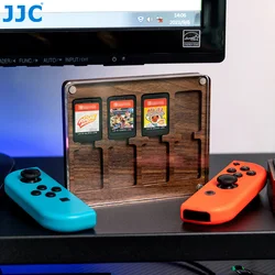 JJC – étui Transparent pour cartes de jeu 8 en 1, pour Nintendo Switch OLED, étui de rangement en bois de luxe pour cartes NS, accessoires 