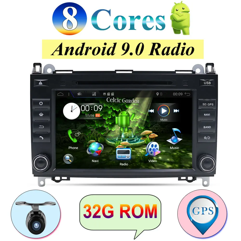 ##BUY 32G Android 9.0 2 Din WIFI Car DVD GPS Radio for Mercedes Benz B Class B200 A Class W169 W245 Viano Vito W639 Sprinter W906