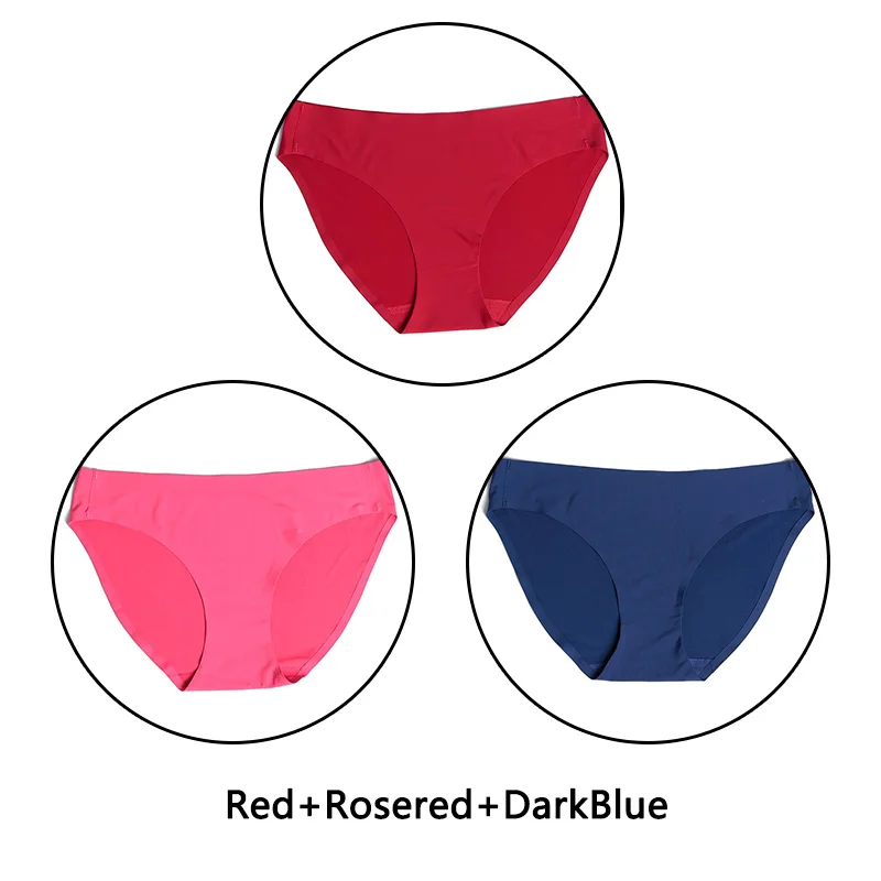 Red Rosered DarkBlue 3 шт./партия, одноцветные трусы, бесшовные кружевные трусики с открытой промежностью, нижнее белье с низкой посадкой, XS-L, нижнее белье европейского размера, женское нижнее белье, большие размеры - Цвет: Red Rosered DarkBlue