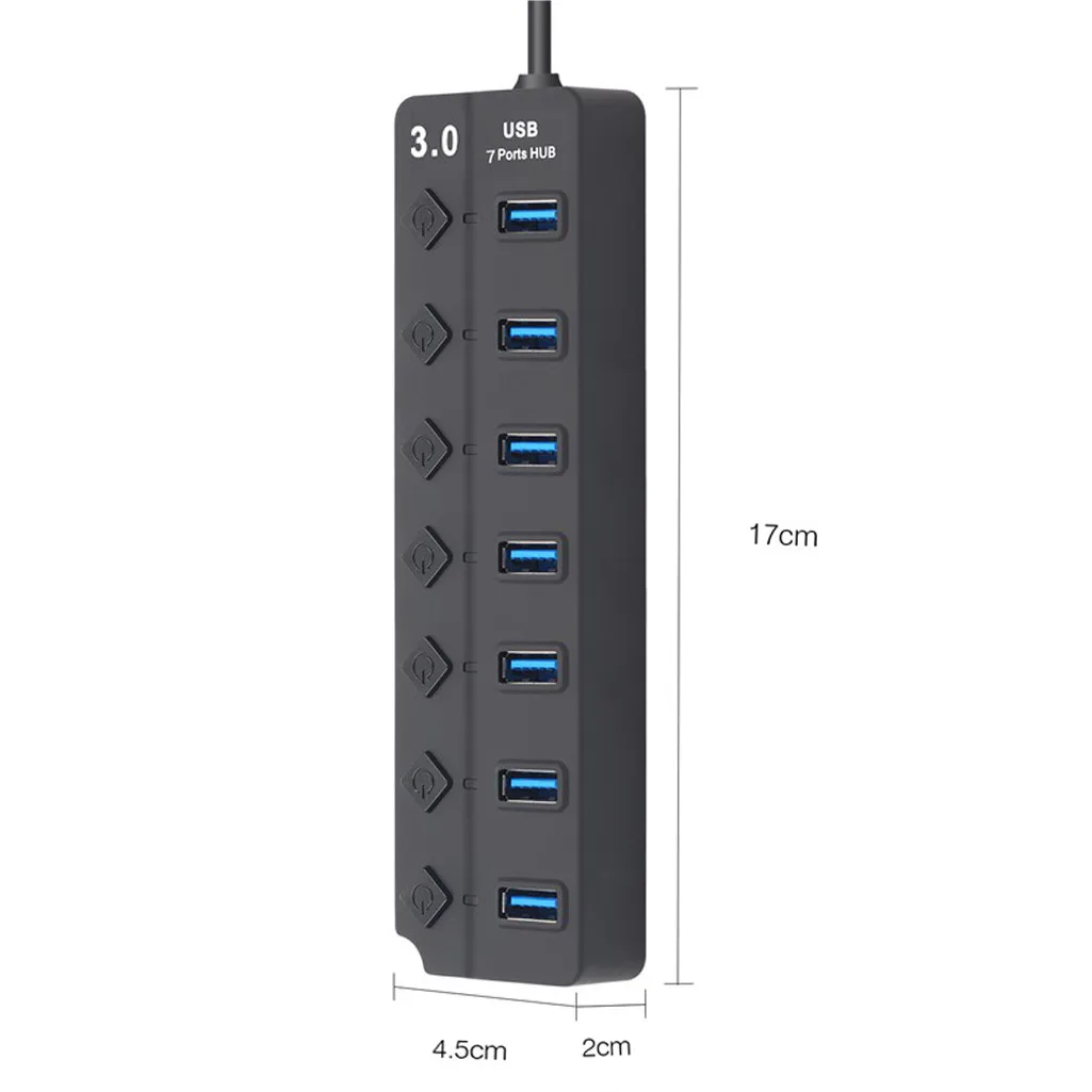 7 портов USB 3,0 концентратор 5 Гбит/с Высокая скорость включения выключения переменного тока адаптер питания для ПК Z903