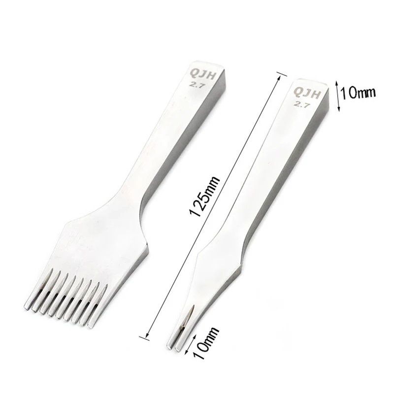QJH 가죽 다이 스틸 끌 프릭 아이언 날카로운 가죽 펀칭 도구, 프렌치 스타일, 2.7mm, 3.0mm, 3.38mm, 3.85mm
