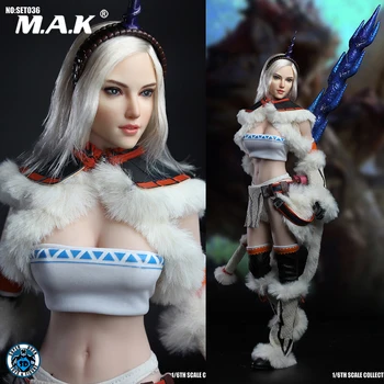 

In Stock 1/6 SET036 Sexy Female Monster Hunter Unicorn set Clothes Set Head Sculpt Accessories Model for 12‘’ Action Figure