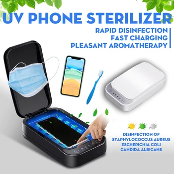 

5V UV Phone Sterilizer Box Cleaner Personal Sanitizer Disinfection Cabinet with Aromatherapy Esterilizador+ Wireless charging