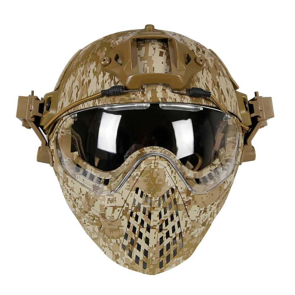 

Tactical Full Face Helmet Mask with Protective Goggles Airsoft Safety Combat Wargame CS Helmet Hunting Shooting Paintball Helmet