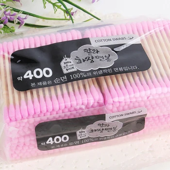 

400X Double Tip Disposable Cotton Swabs Wooden Makeup Cleaning Tools Ear Cleaning Wood Sticks Cotton