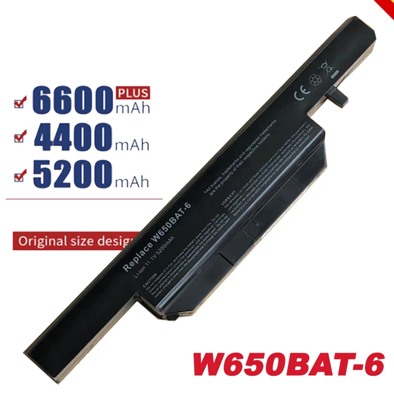 

6 Cells 4400mAh Laptop battery for Clevo W650BAT-6 6-87-W650-4E42 K590C-I3 K610C-I5 K570N-I3 K710C-I7 G150S K650D K750D Free Sh