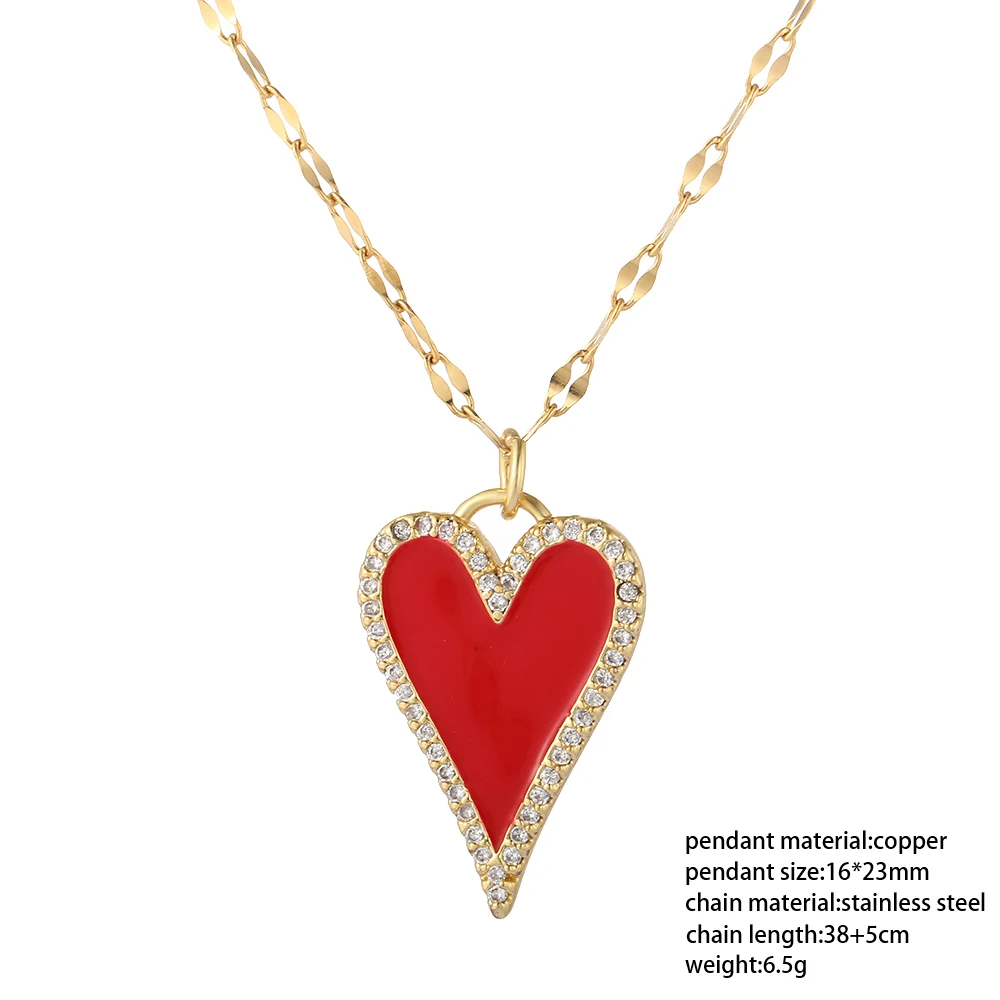 Red Heart Love Pendant Necklace for Women Choker Long Chains Neck Lace Gold Collar Lovers Gift Boho Party Fashion Jewelry 2021