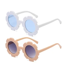 2 шт., винтажные детские солнцезащитные очки, детские солнцезащитные очки, Круглые Цветочные очки, детские спортивные солнцезащитные очки Uv400 для мальчиков и девочек, оранжевые и W