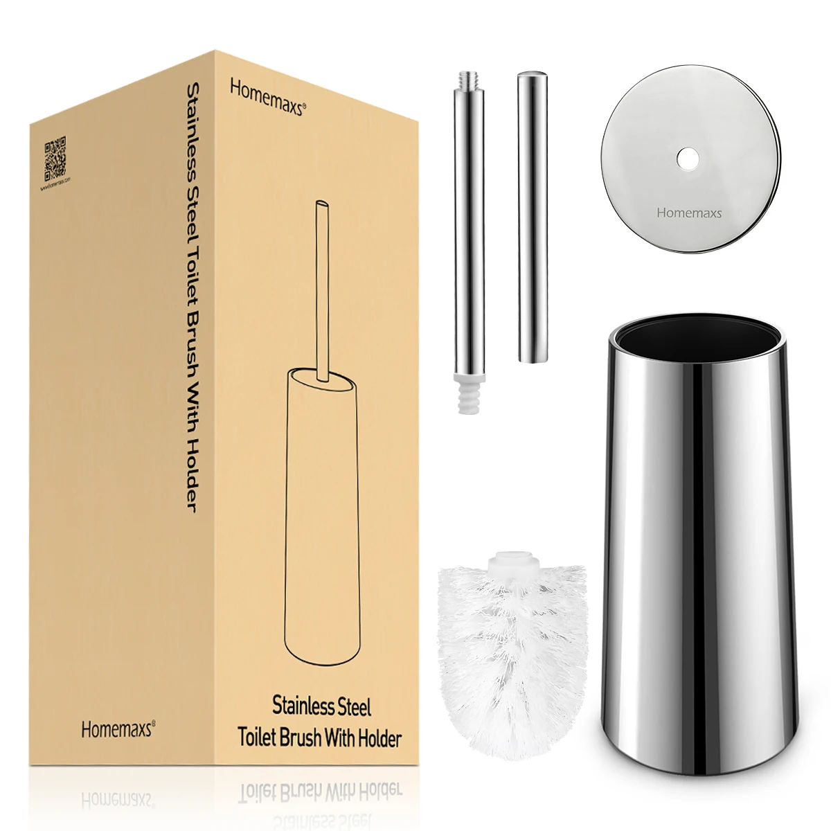 Toilet Brush and Holder Set Good Grip Compact Stainless Steel Toilet Bowl Cleaner Brush Set for Bathroom Cleaning Brush Set