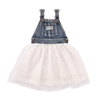 

Girl Dress Summer Princess Clothes Cute Girls Splicing Girls' Denim Dress
