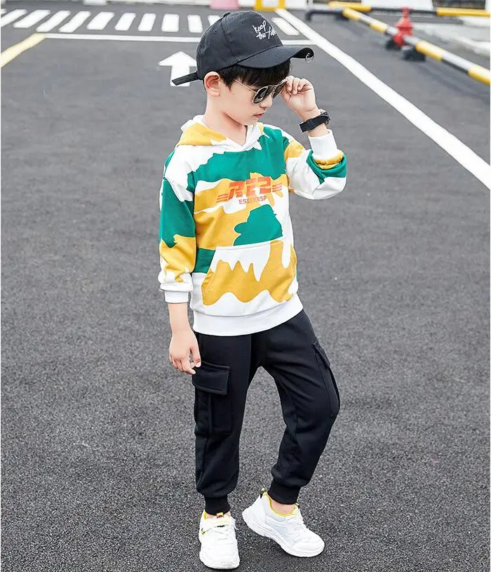 8.7 QQ1024 Boy Sports Suit New Arrival Printed Fashion Kids Suit 110-160cm Big Boys suits Retail
