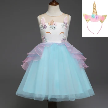 

Toddler Kids Birthday Unicorn Princess Costumes Cosplay Tutu Dress Girls Halloween Purim Carnival Fancy Party Princess Uniform