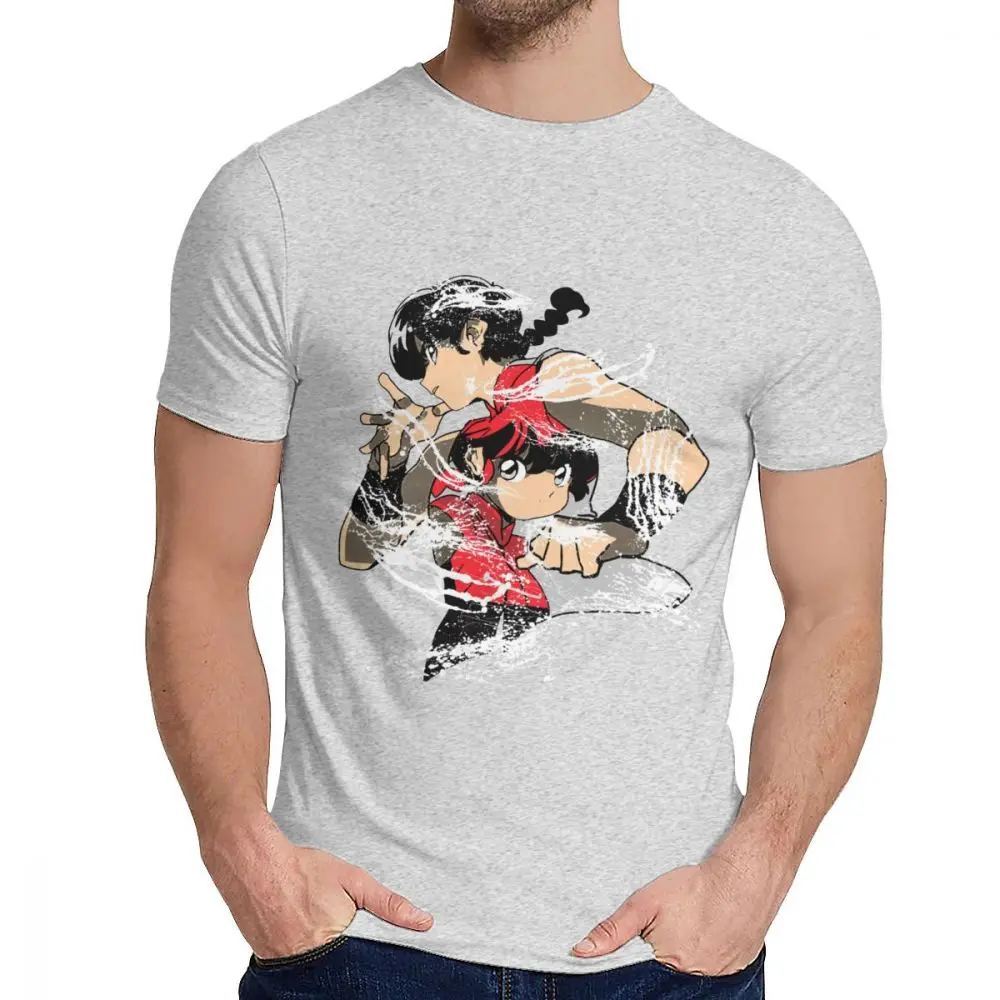 Ranma 1 2 Camisa футболка с круглым воротником для отдыха, 3D принт, Мужская винтажная Классическая S-6XL из органического хлопка - Цвет: Серый