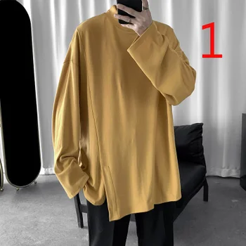

Fall Men's Fashion Cotton Long Sleeve T-Shirt Bottoming Shirt Basic Men's Top