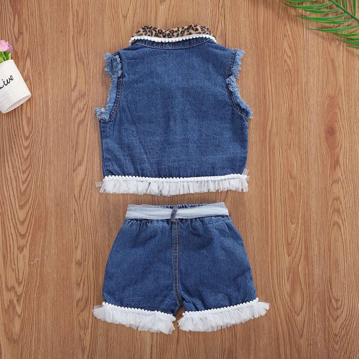 1-6Y Fashion Infant Baby Girls Leopard Clothes Sets Sleeveless Single Breasted Vest Coat Tops Shorts 2pcs
