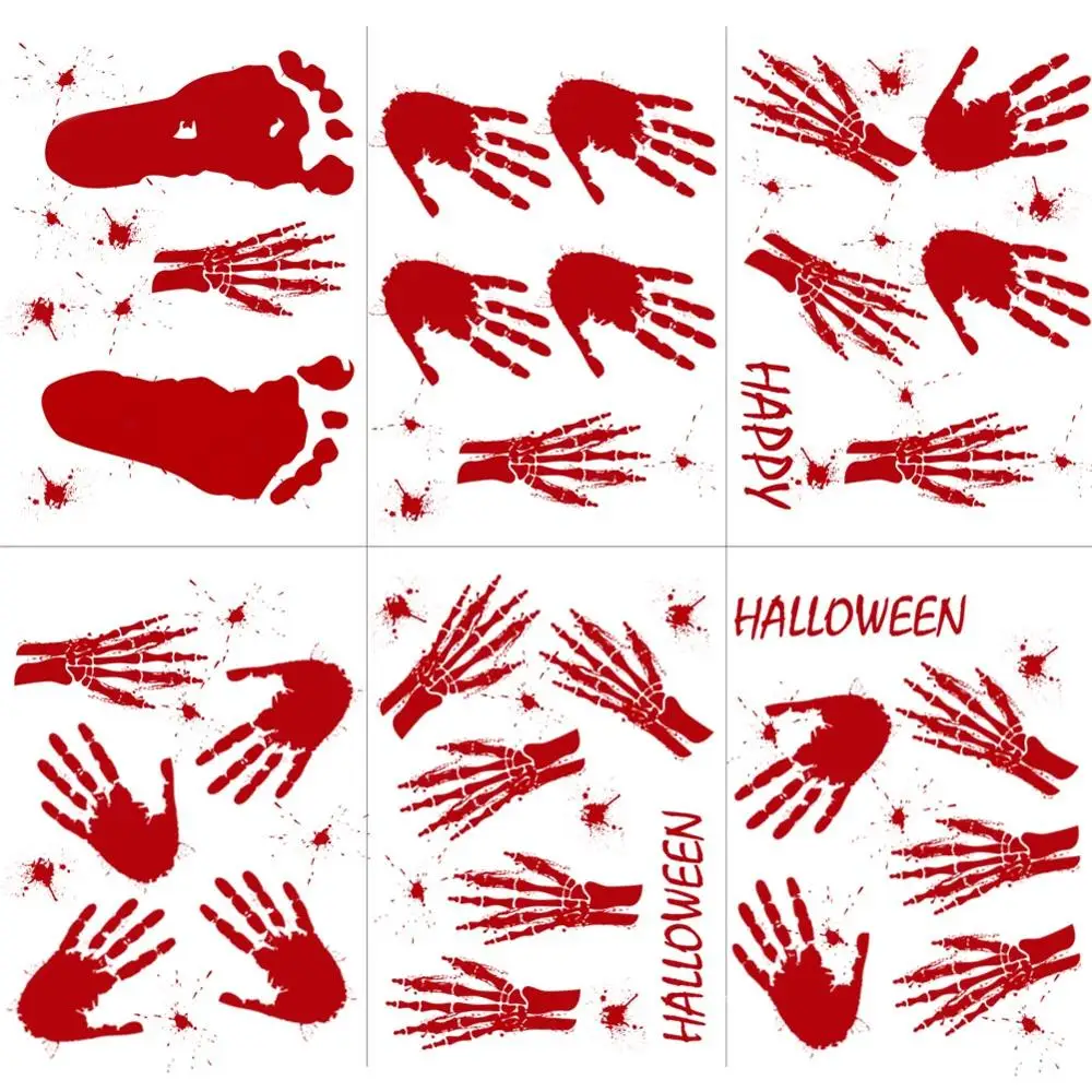 OurWarm ужасный висящий Череп Призрак Хэллоуин украшение для вечерние реквизит для дома с привидениями подвесной Грим жнец домашняя Дверная панель Декор - Цвет: 1Set Bloody Sticker