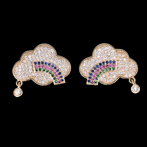 Gold LARRAURI модные серьги в форме облака CZ кубического циркония модные ювелирные изделия золото; серебро; Сережки для женщин аксессуары - Окраска металла: Gold