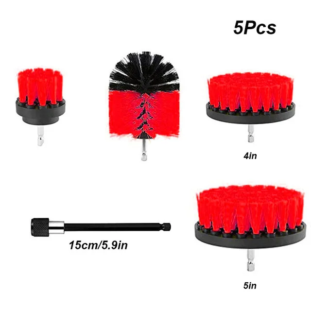 GOALONE 5 шт./компл. скраб-щетка набор для сверления мощность щетка для мытья посуды насадка в виде щетки с расширителем электрическая щетка для ванной комнаты - Цвет: Red 5Pcs D