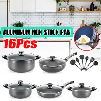 

16pcs High Performance Nonstick Pots and Pans Sluminum Cookware Set Soup Pot Frying Pan Household Kitchen Cookware Tools