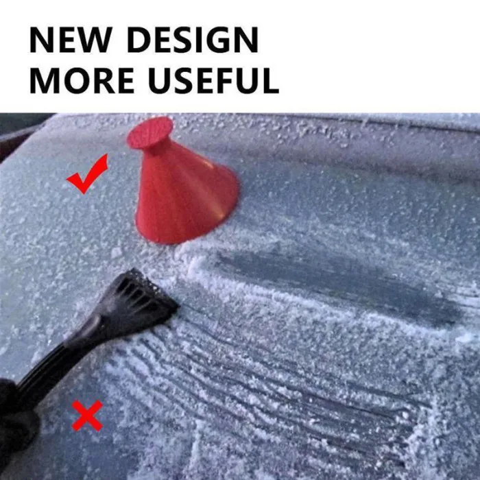 2 In 1 Tool Oil Funnel Round Ice Scraper Car Windshield Scraper Snow Remover Brush E2S