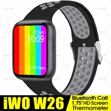 1.75 polegada relógio inteligente iwo w26 w26m série 6 bluetooth chamada monitor de freqüência cardíaca ecg termômetro smartwatch pk w46 t500 relógio inteligente