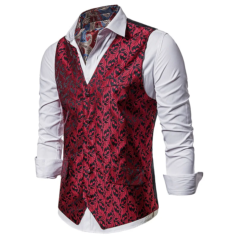 Мужской деловой костюм костюмные жилеты Пейсли Цветочные Colete Social Blazer Masculino жилет, Зауженная модель Свадебный деловой костюм куртка