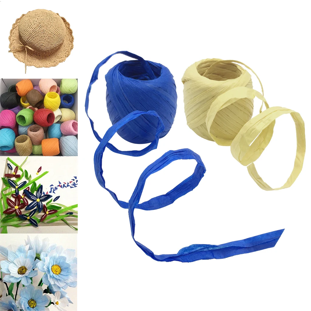 3 Rolls Raffia Paper Ribbon Packing String / Twine Wedding party Packing Ribbon 3cm Inch Wide for Gift Packing