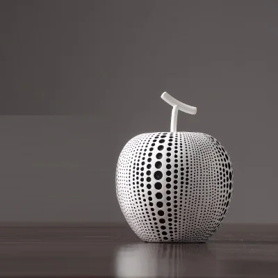 14X16CM Нордическая волновая статуя яблока черная/белая Статуэтка яблока Художественная Скульптура растения скульптура Смола искусство и ремесло украшение дома аксессуары R2516 - Цвет: 14X16CM