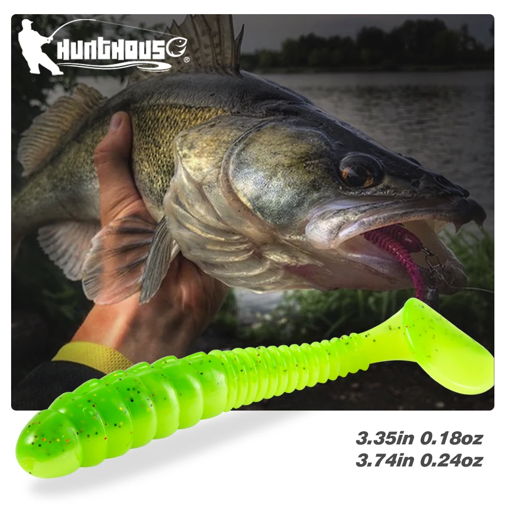 HUNTHOUSE t-tail soft bait shad soft lure 5pcs/lot fishing silicone bait  for bass zander lure Wobbler Pesca LW212 easy shiner - AliExpress