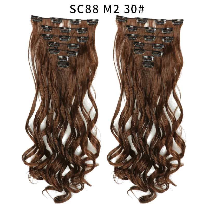 MISS QUEEN 37 цветов 16 клипов длинные вьющиеся волосы шпильки для наращивания, высокая температура волокно черный коричневый парик - Цвет: M230